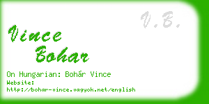 vince bohar business card